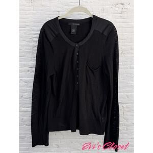 Calvin Klein Women's  Long Sleeve Henley Upper Shoulder Panels Stretch Sz XL